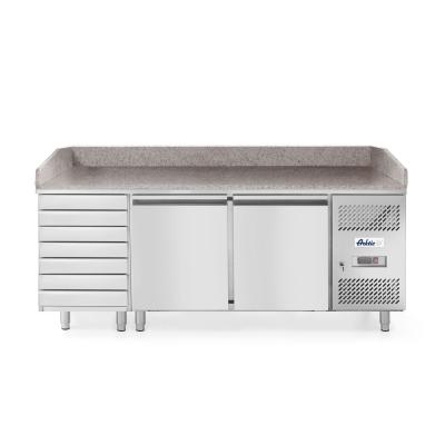 Dvoudveřový chlazený pizza stůl se 7 zásuvkami a žulovou pracovní deskou, Arktic, 250L, 230V/250W, 2020x802x(H)1000mm | 232842